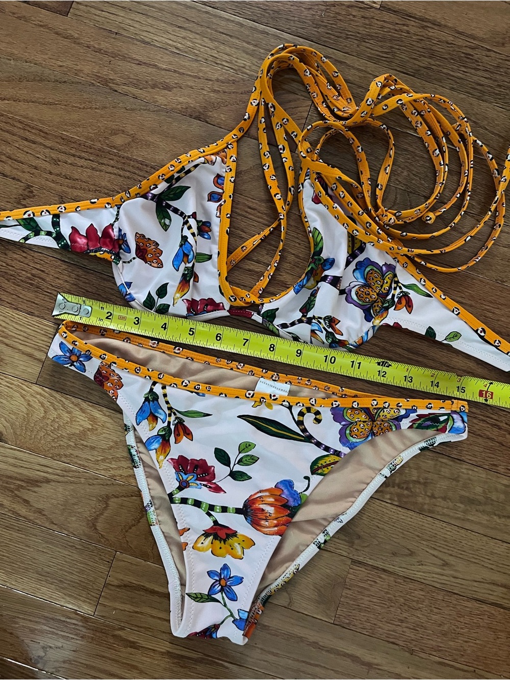 Vintage Orange & Floral Print Underwire Bikini - Women Swim